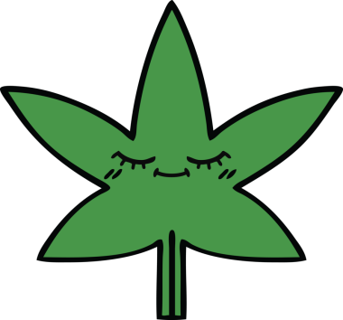 Bir insan tarafından çizilmiş marihuana yaprağı karikatürü.