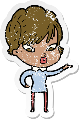 Bir insan tarafından çizilmiş karikatür bir kadının sıkıntılı çıkartması.