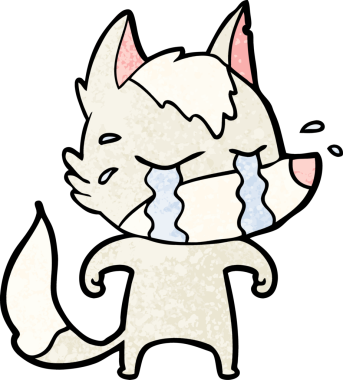 Bir insan tarafından çizilmiş ağlayan kurt çizgi filmi.