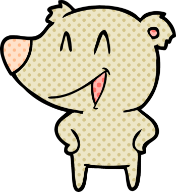 Bir insan tarafından çizilmiş gülen ayı çizgi filmi.