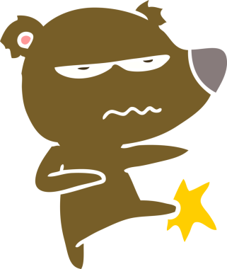 kızgın ayı düz renkli çizgi film tekmesi bir insan tarafından çizildi.