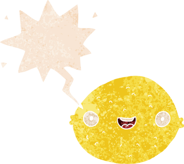 bir insan tarafından çizilmiş grunge dertli retro tarzı ile konuşma baloncuğu ile çizgi film limonu