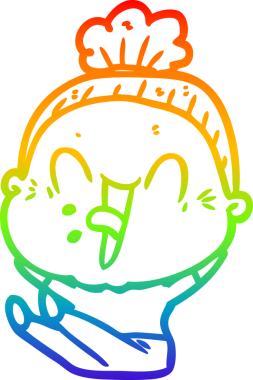 Gökkuşağı gradyan çizgi çizimi Bir insan tarafından çizilmiş mutlu yaşlı kadın