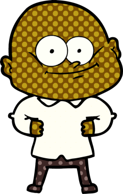 Bir insan tarafından çizilmiş kel bir adam.