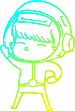 Bir insan tarafından çizilmiş soğuk gradyan çizgili bir astronot çizimi