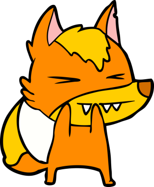 Bir insan tarafından çizilmiş tilki çizgi film karakteri