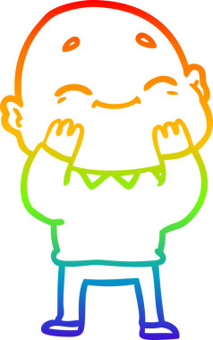 gökkuşağı gradyan çizimi mutlu bir çizgi kel adamın çizimi bir insan tarafından çizildi