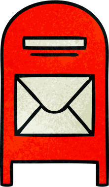 Bir insan tarafından çizilmiş posta kutusunun retro grunge desenli karikatürü