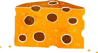 Bir insan tarafından çizilmiş çizgi film peyniri.