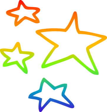 gökkuşağı gradyanı çizimi bir insan tarafından çizilmiş çizgi film yıldızları