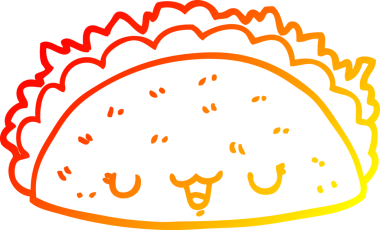 Bir insan tarafından çizilmiş bir taco çizgi filminin sıcak gradyanı.