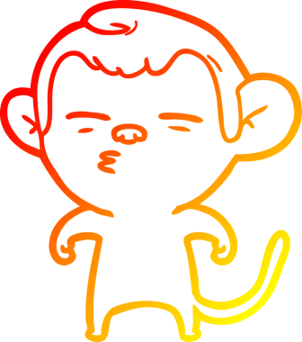 Bir insan tarafından çizilmiş şüpheli bir maymunun sıcak çizgi çizimi