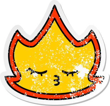 Bir insan tarafından çizilmiş şirin bir çizgi film yangınının sıkıntılı çıkartması.