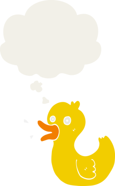 insan tarafından çizilmiş düşünce baloncuğu ile ördek vaklayan bir çizgi film.