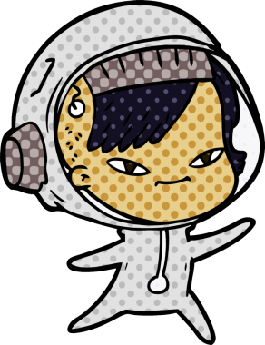 Bir insan tarafından çizilmiş astronot kadın.