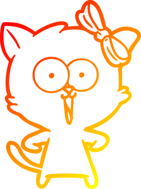 Bir insan tarafından çizilmiş çizgi film kedisinin sıcak çizgi çizimi