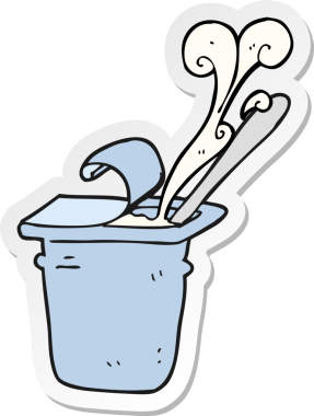 Bir insan tarafından çizilmiş yoğurt etiketi.