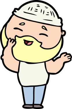 Bir insan tarafından çizilmiş mutlu sakallı bir adam.