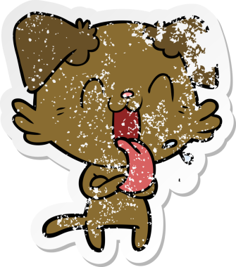 Bir insan tarafından çizilmiş, nefes nefese kalmış bir köpeğin sıkıntılı çıkartması.