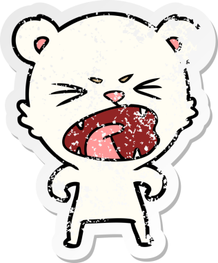 Bir insan tarafından çizilmiş kızgın bir kutup ayısının sıkıntılı çıkartması.