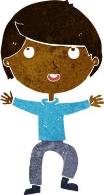 Bir insan tarafından çizilmiş mutlu çocuk çizgi filmi.