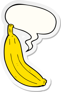 bir insan tarafından çizilmiş konuşma balonu etiketli muzlu çizgi film.