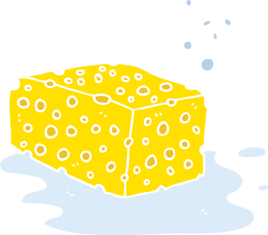 Bir insan tarafından çizilen süngerin düz renk çizimi