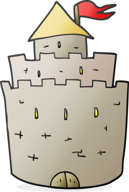 Bir insan tarafından çizilmiş karikatür şatosu.