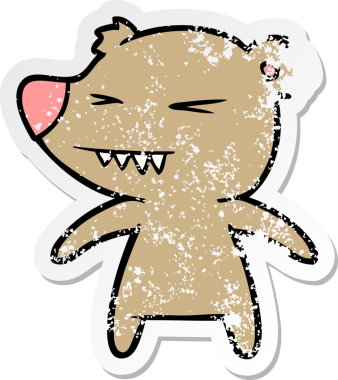 Bir insan tarafından çizilmiş kızgın bir ayı çizgi filminin sıkıntılı çıkartması.