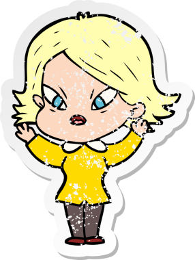 Bir insan tarafından çizilmiş stresli bir karikatür çıkartması.