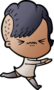 Çizgi film, bir insan tarafından çizilmiş sinirli hippi kız.