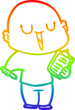 gökkuşağı gradyan çizimi mutlu bir çizgi kel adamın çizimi bir insan tarafından çizildi