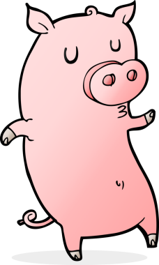 Bir insan tarafından çizilmiş komik çizgi film domuzu.