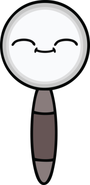 Bir insan tarafından çizilmiş bir büyüteç karikatürü.