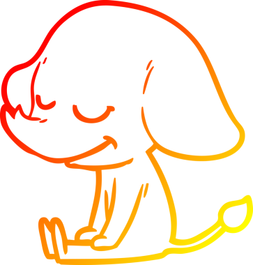 Bir insan tarafından çizilmiş gülümseyen bir filin sıcak çizgi çizimi