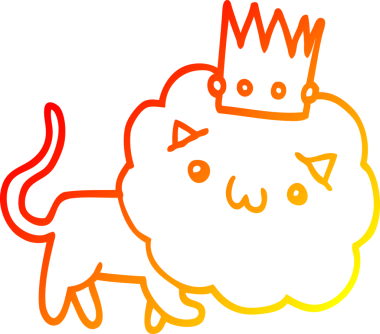 Karikatür aslanının insan tarafından çizilmiş sıcak çizgi çizgisi.