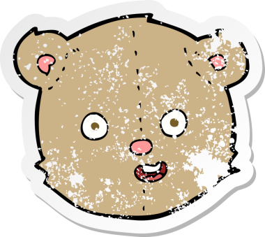 Bir insan tarafından çizilmiş oyuncak ayı kafasının gerilimli geçmiş yapıştırması.