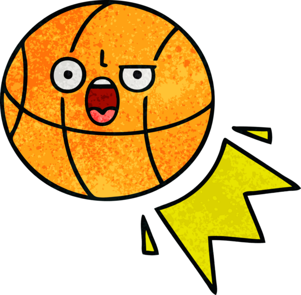 Bir insan tarafından çizilmiş basketbol topunun retro grunge desen karikatürü