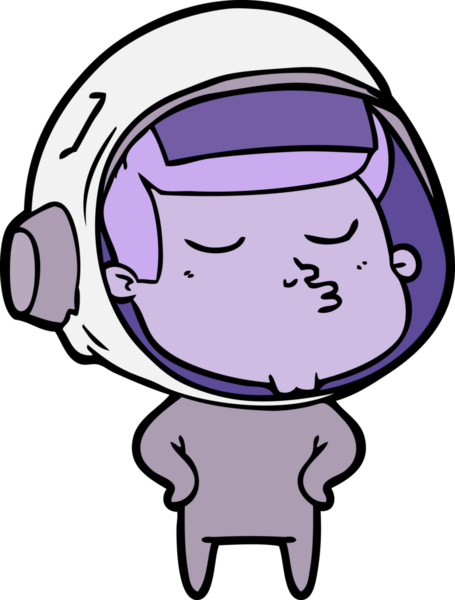 Bir insan tarafından çizilmiş kendine güvenen bir astronot çizgi filmi.