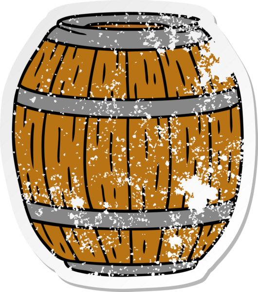 Bir insan tarafından çizilmiş ahşap bir fıçının çizilmiş el yazısı.