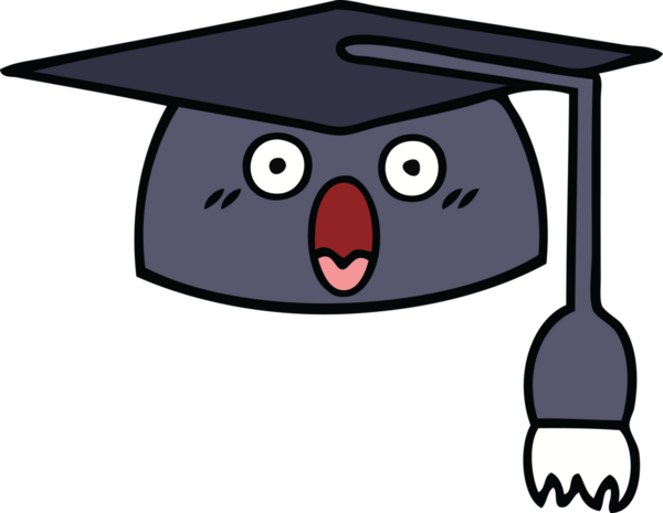 Mezuniyet şapkası bir insan tarafından çizilmiş şirin bir çizgi film.