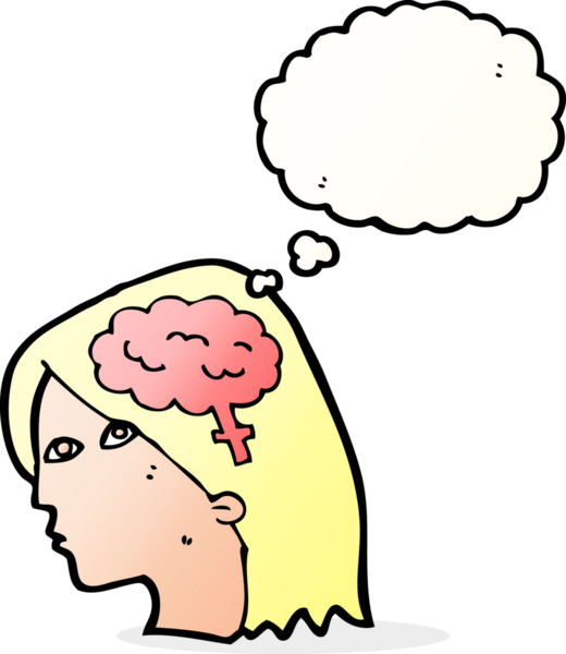 Bir insan tarafından çizilmiş beyin sembollü çizgi kadın kafası.