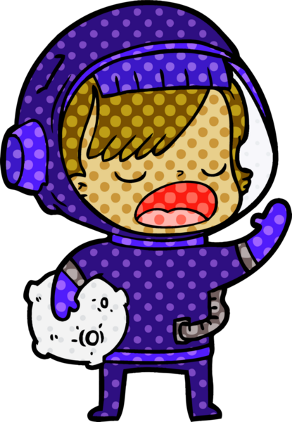 Bir insan tarafından çizilmiş bir meteor tutan uzay kızı.