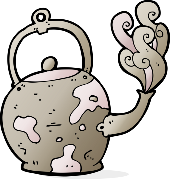 Bir insan tarafından çizilmiş eski bir çay demliği.