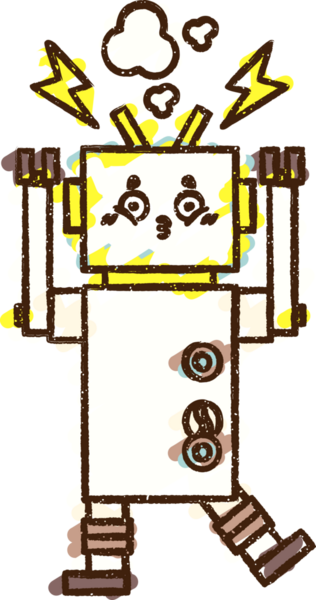 Bir insan tarafından çizilen robot tebeşiri.