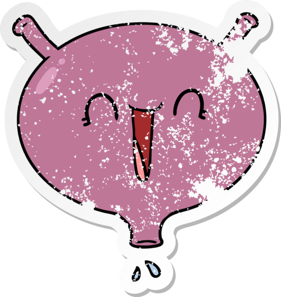 Çizgi filmin sıkıntılı çıkartması bir insan tarafından çizilmiş gülme mesanesi.