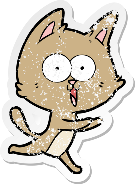 Bir insan tarafından çizilmiş komik bir çizgi film kedisinin sıkıntılı çıkartması.