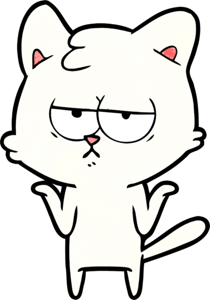 Bir insan tarafından çizilmiş sıkıcı çizgi film kedisi.