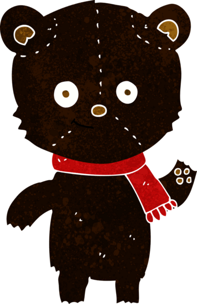 Bir insan tarafından çizilmiş siyah ayı çizgi filmi.