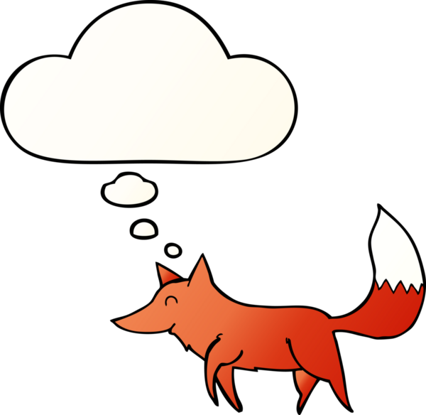 Bir insan tarafından çizilmiş, düşünce baloncuklu çizgi film kurdu.